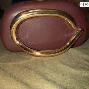 Gold Accent Burgundy Clutch